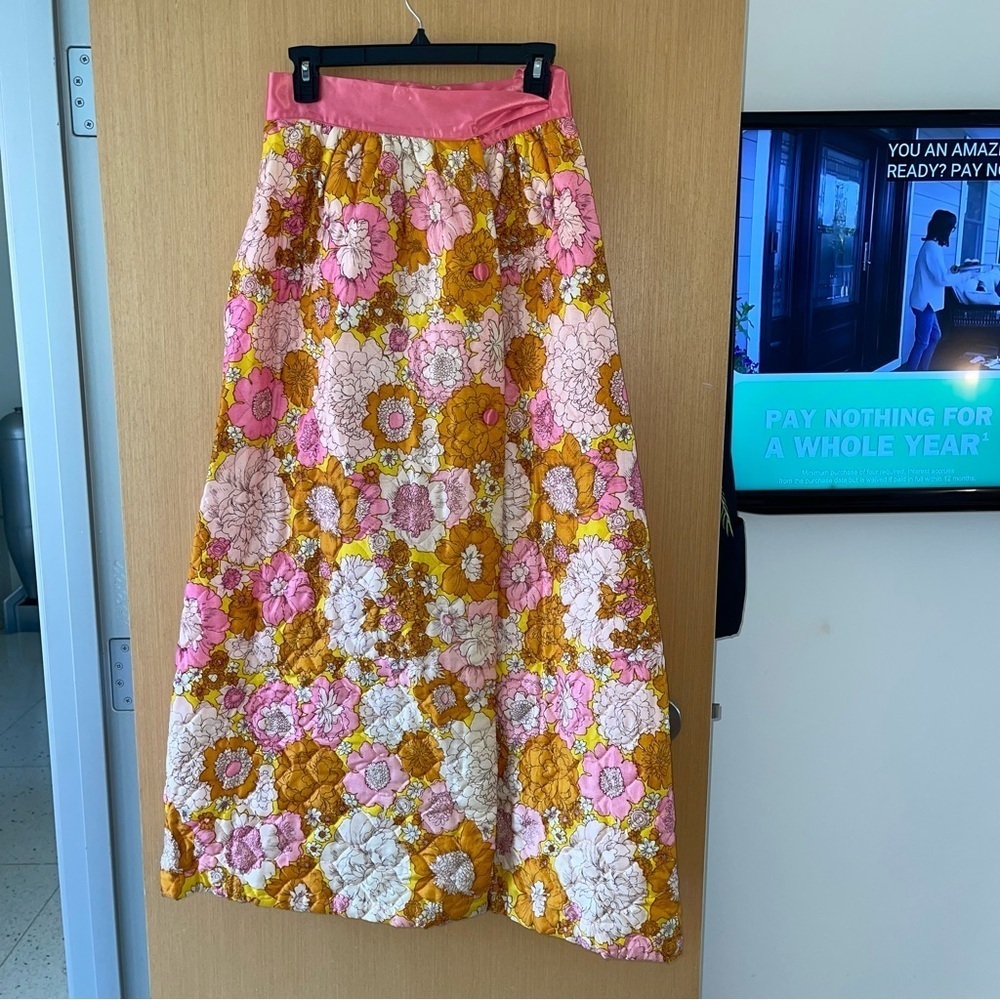 Vintage Womens Skirt Size 10 Multicolor Quilted Floral Maxi Wrap Casual - Picture 13 of 13